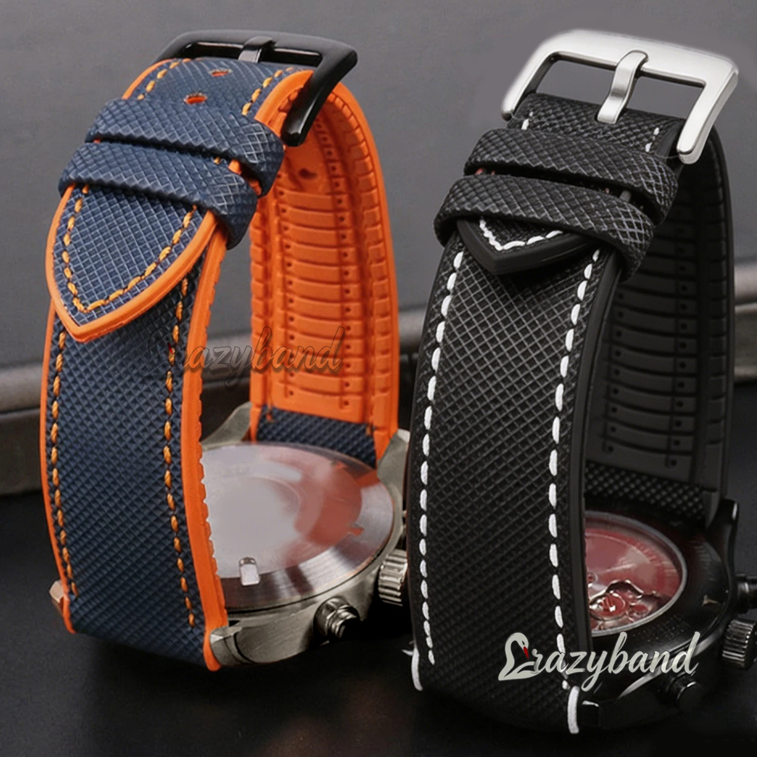 Universal Watch Strap Silicone Nylon Replace Wrist Orange Blue 18mm20mm21mm22mm24mm Waterproof  Rubber Sports Women Men Bracelet