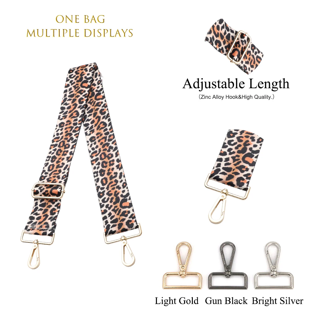 Alça padrão Leopard para bolsa, alças ajustáveis, acessórios de moda, 5cm