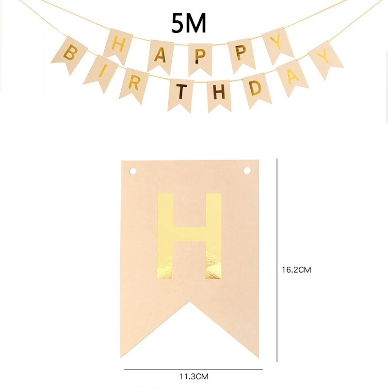 Kraftpapier Happy Birthday Wimpelkette Partydekoration Kinderornament Babyparty Geburtstagsdekoration Wimpel CQCD – Detail 4