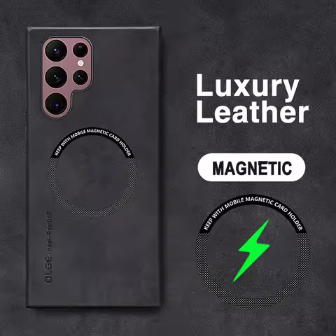 Magnetic For Magsafe Leather Case For Samsung Galaxy S23 S22 Ultra S21 FE Plus S24 S25 Luxury Wireless Charge Soft Cover Fundas