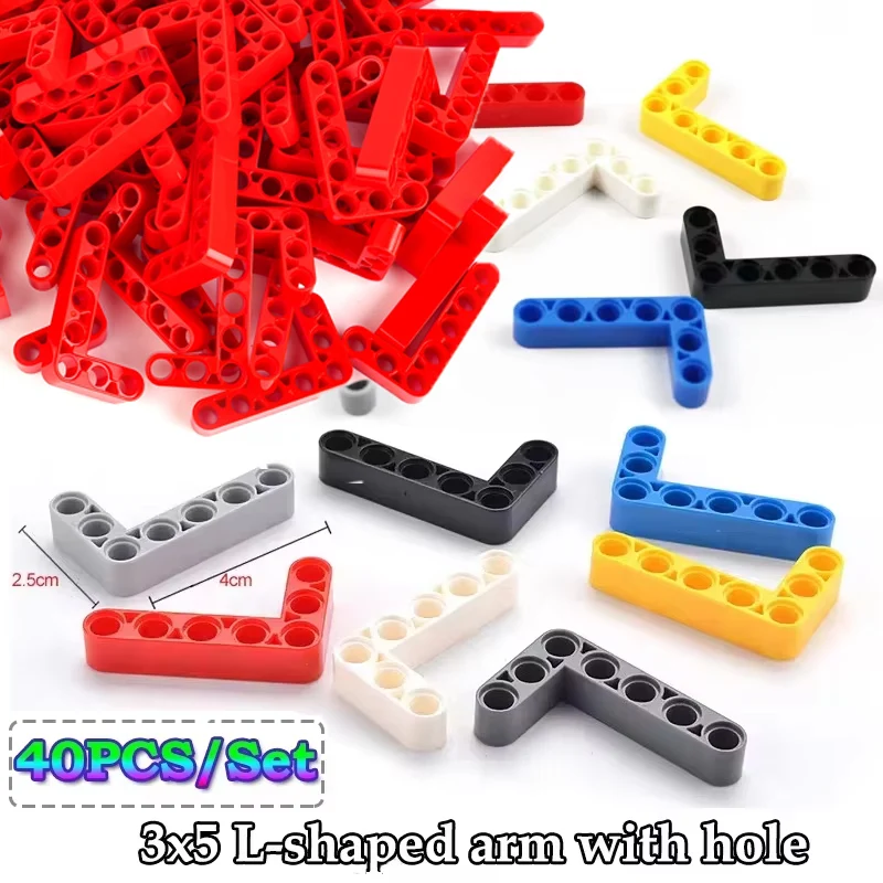 

40PCS MOC 32526 Bent Thick 3x5 L-shaped Building Blocks with Hole Assembled DIY Toys Particle Technology Bricks Modified Parts