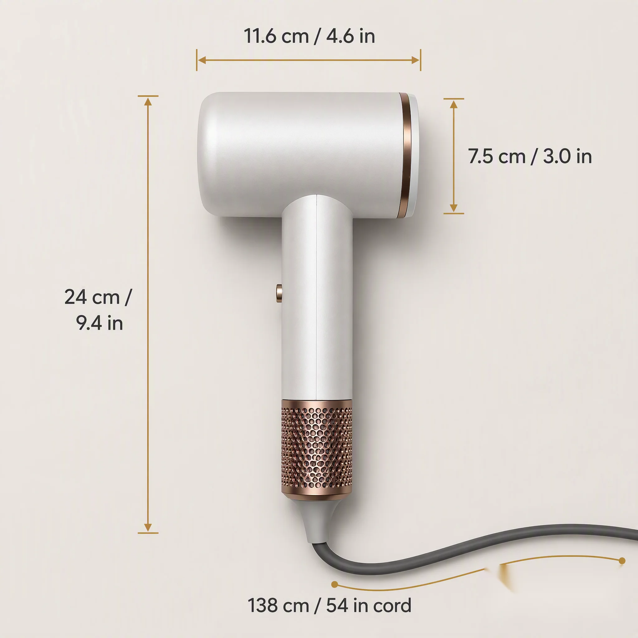高速ヘアドライヤー-アイボリーホワイト-1200w-マイナスイオンヘアケア-4段階温冷風-静音-家庭用ヘアドライヤー-220v‑240v