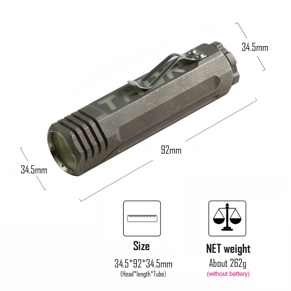 EDC LEP Flashlights Titanium Self Defense Light Outdoor Camping Lantern 1200 Meter Torch 21700 Rechargeable Fishing Lamp THOR 6