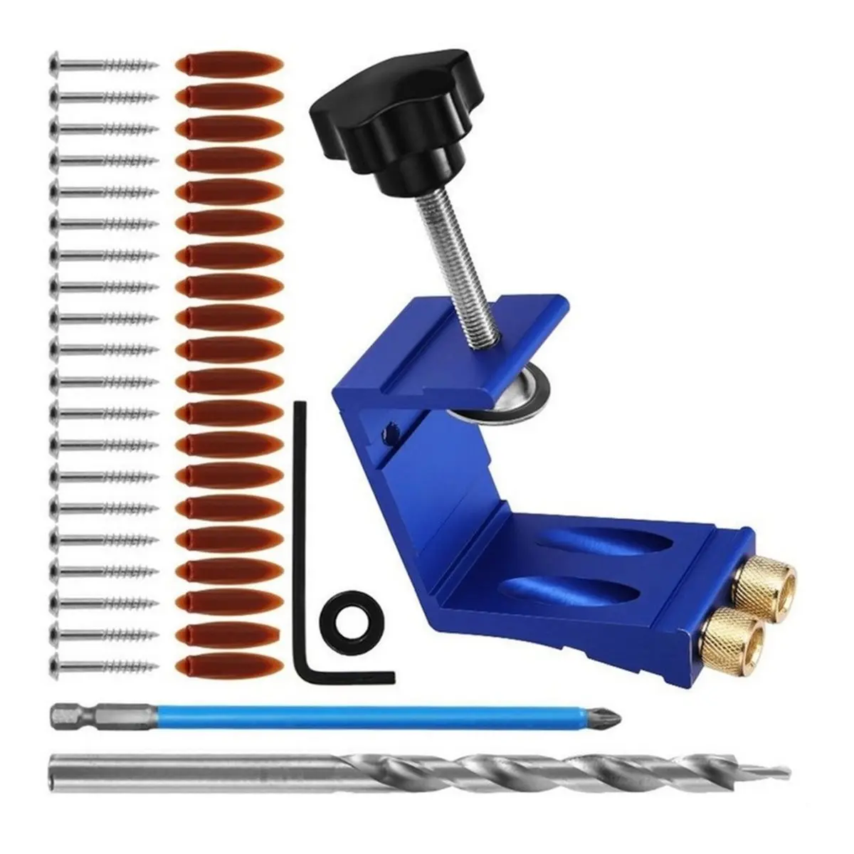 Pocket Hole Jig Kit Angled Drill Guide Woodworking Oblique Hole Locator for Cabinet Furniture Carpentry DIY Tool