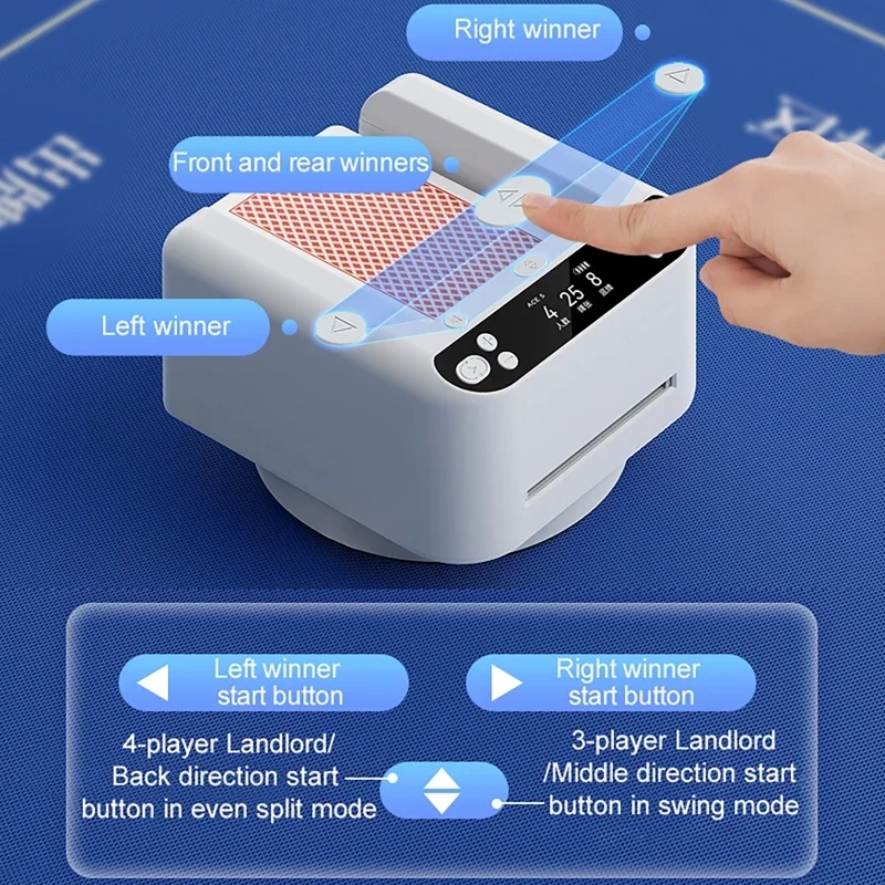 Automatic Card Dealer Machine 2 Decks Playing Cards OLED Display Random Card Dealer 5000mAh Smart Card Dispenser for 2-12 People