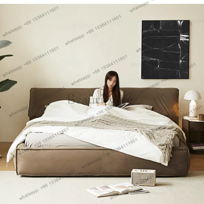 Fabric Designer Backrest Bed Gray Queen Italian 180X200cm Loft Bedroom Beds Double King Size Cloud Cama