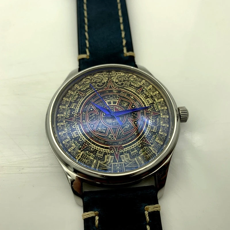 Mayan Ancient Copper Coin Modified Watch, Baiqi Original Fully Automatic Mechanical Men's Leather Personalized Watch