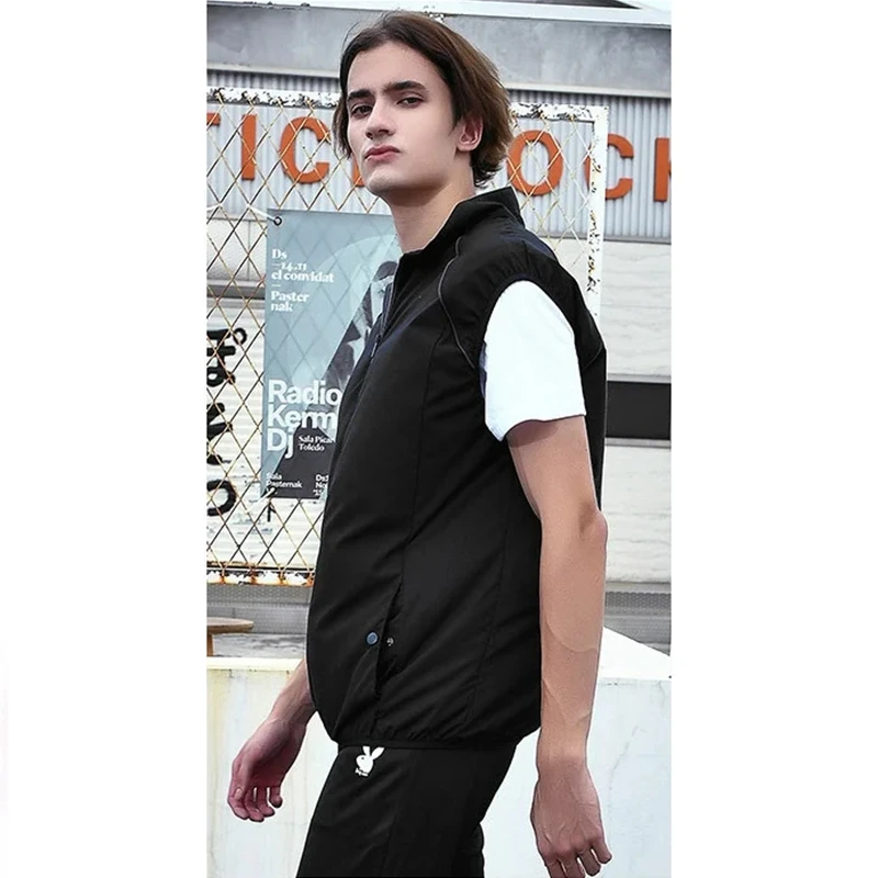 2024 Summer Mens Hoodie Coat Vest Fashion Couple Sleeveless Waistcoat Casual Hood Jacket for Men