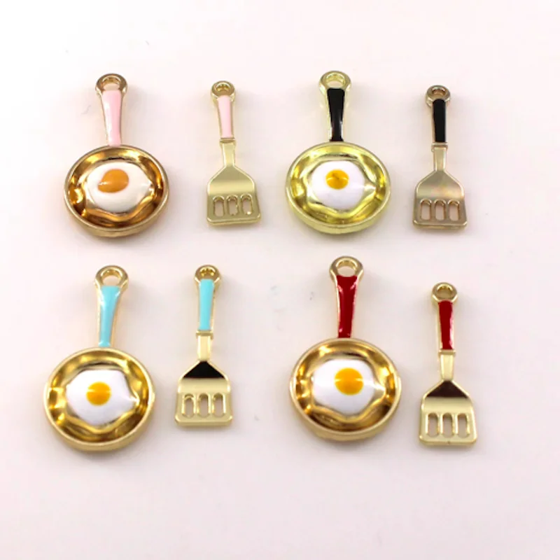 50pcs/lot  frying pan pendant alloy enamel charm DIY accessories of necklace bracelet headdress making material fitting