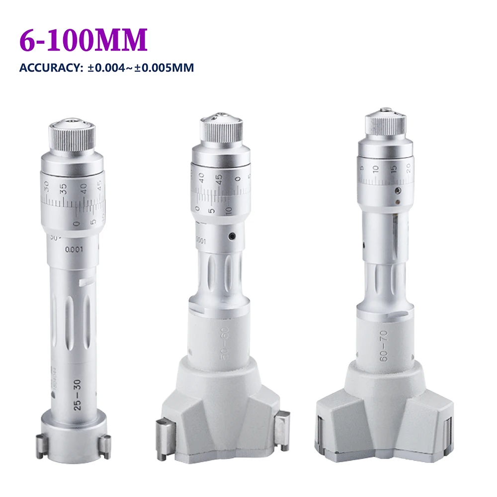 6-50mm Three-Claw Inner Diameter Micrometer Three-Point Internal Measurement Inner Diameter Micrometer Aperture High Precision