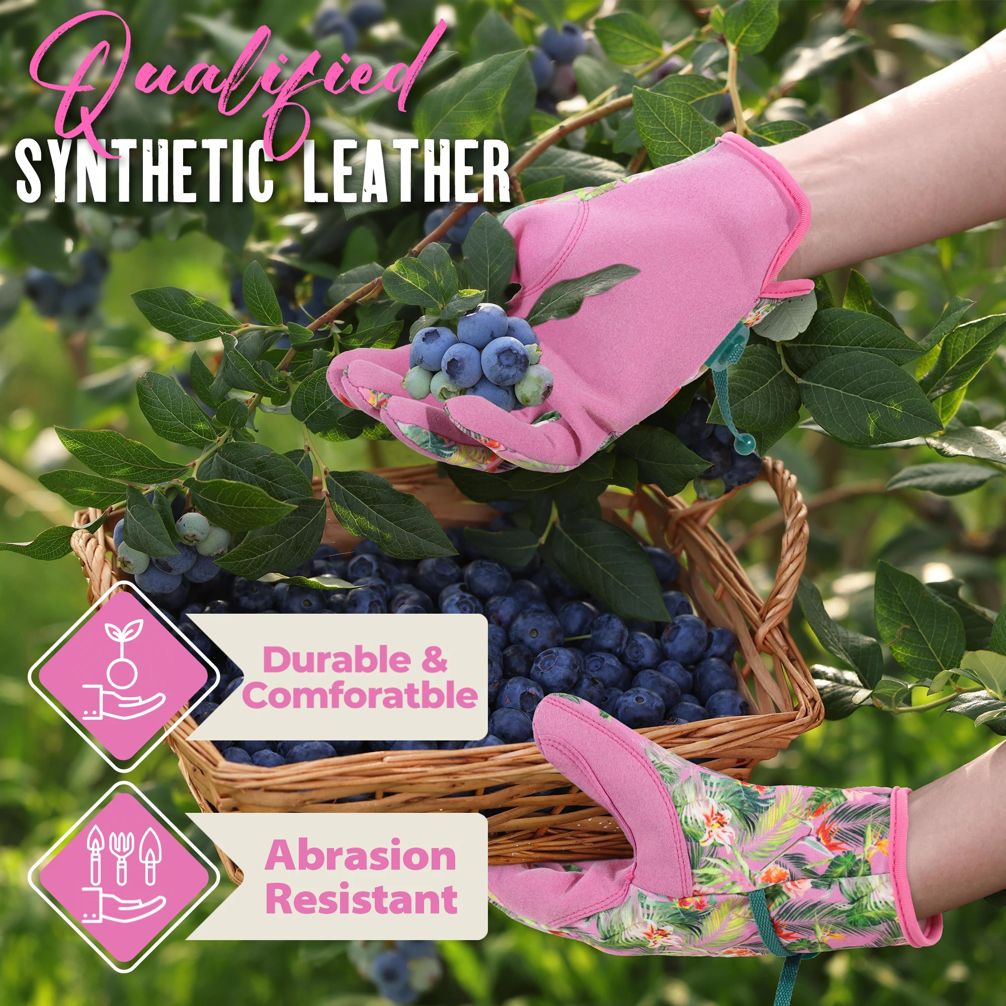 HANDLANDY Gartenhandschuhe für Damen, atmungsaktive Damen-Gartenhandschuhe aus Leder, bestes Geschenk für Gärtner