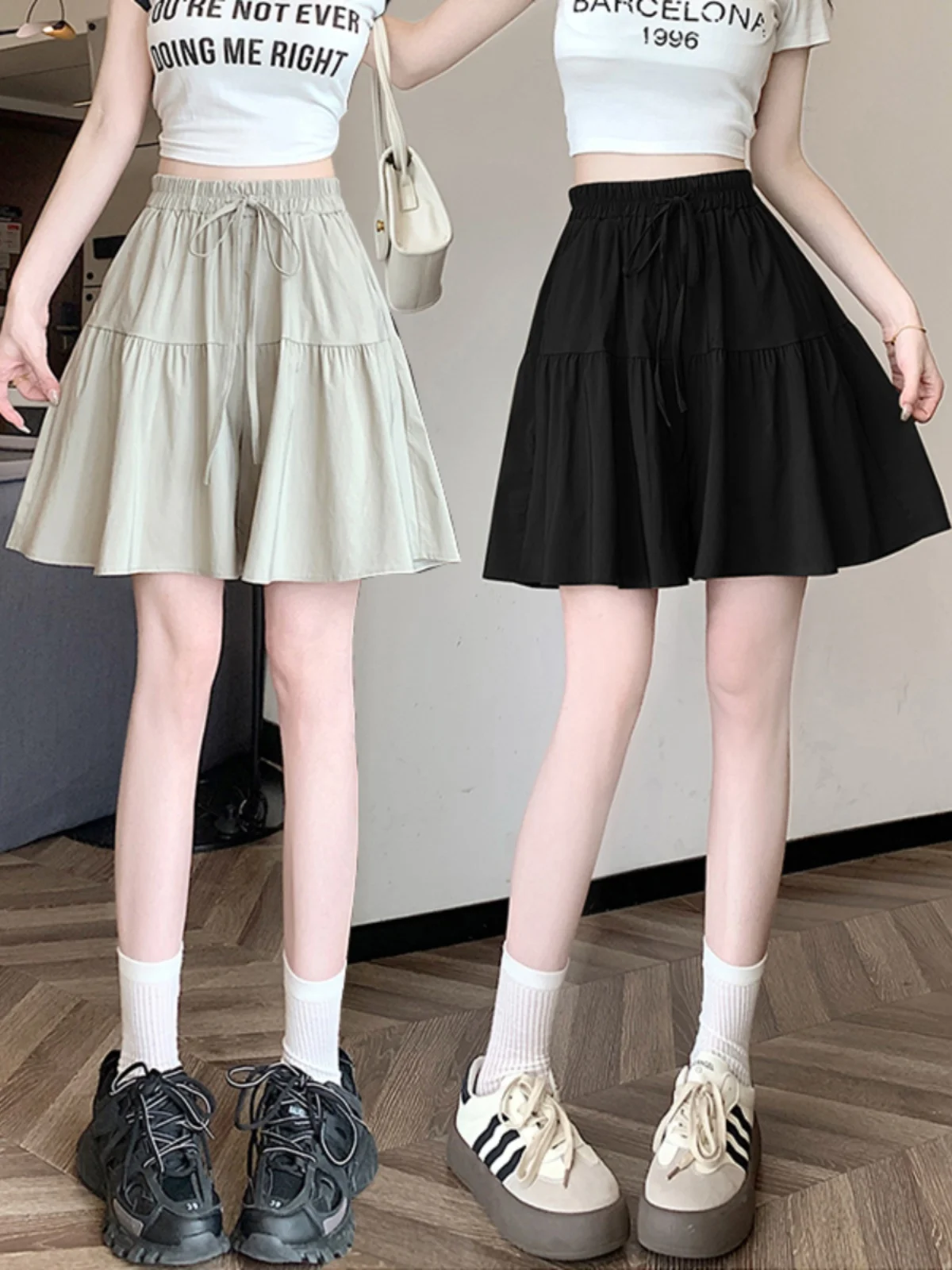 

Женские летние тонкие брюки из хлопка и льна с высокой талией, широкие, повседневные, средней длины, с эластичным поясом, из ледяного шелка, длиной до колена