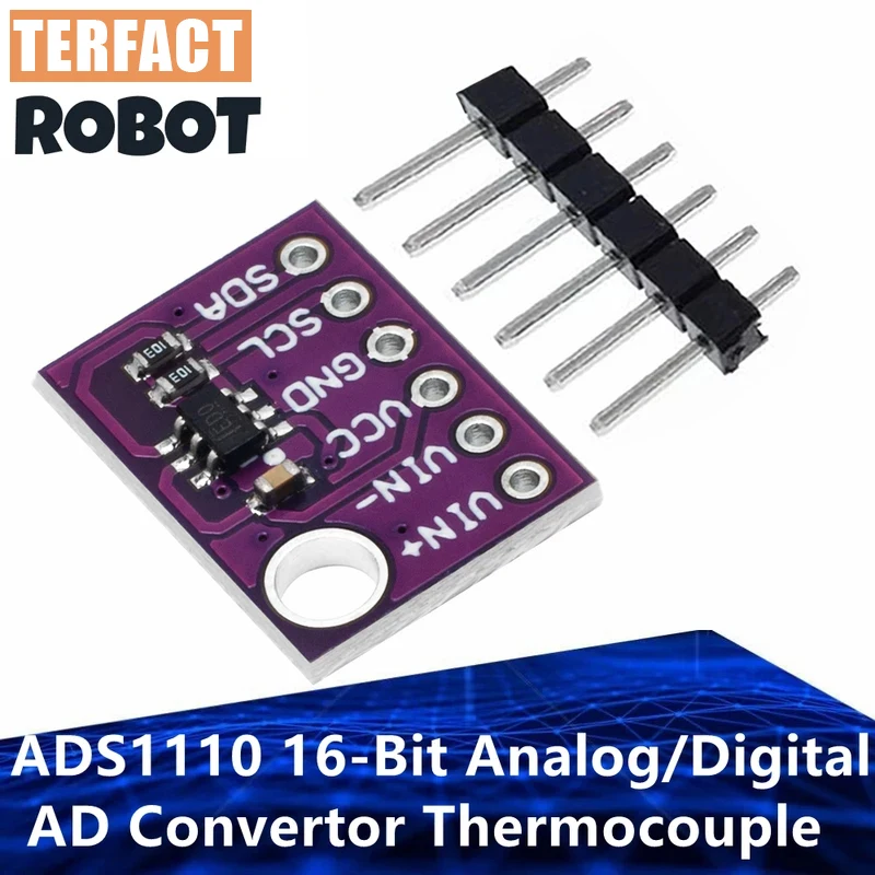 ‌   ADS1110 16-bits ADC |     High-Precision Thermocouple Temperature Sensor Module with I2C Interface, 2.7-5.5V