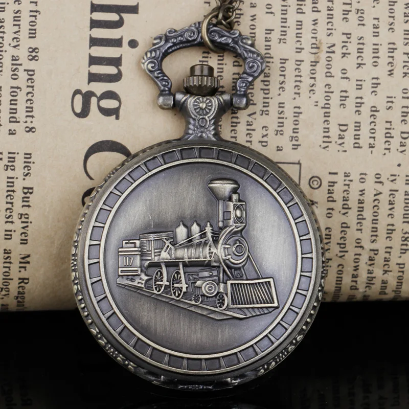 ساعات جيب كلاسيكية على شكل قطار بخاري قلادة Steampunk مع سلسلة هدايا على مدار الساعة للنساء والرجال