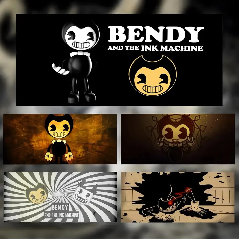 Scary Fun Game B-Bendy and the Ink Machine Mouse Pad Large Thick Desk Pad Stitched Edges Gaming Mouse Mat for PC