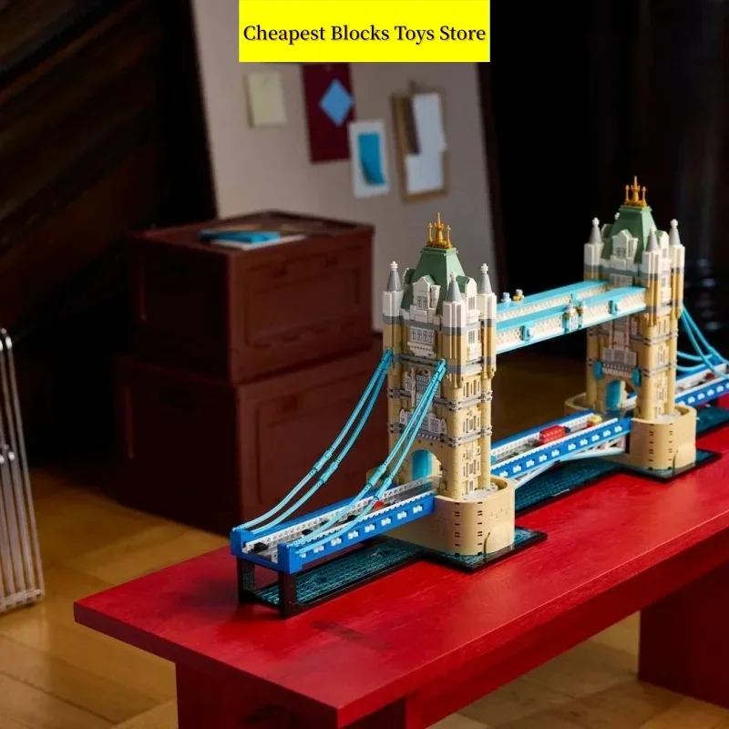 Cheapest Drawbridge Landmark Model 3745pcs Christmas Toy for Family Decor Gifts Building Blocks Bricks Gothic Twin Tower Bridge