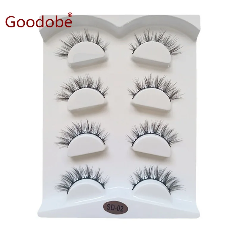 

3D three-dimensional 4pairs false eyelashes, handcrafted false eyelashes, natural interlaced eyelashes with curves