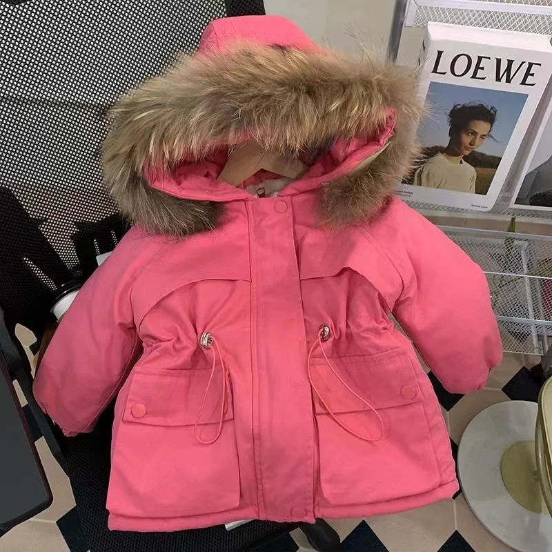 NEW Children\'s Parkas Winter Hooded Jacket For Girls Winter Top Coat Kids Warm Thick Velvet Hooded Baby Coats causal Outerwear