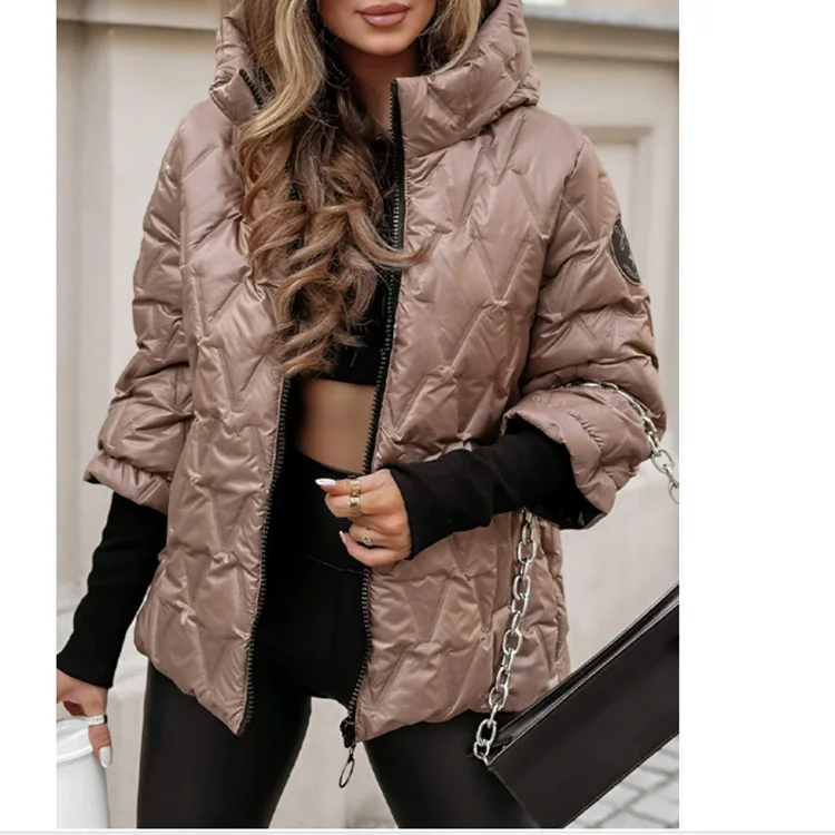 Mulheres parkas manga cheia com capuz grosso sólido zíper casacos soltos bolsos casuais streetwear jaquetas senhora quente outono inverno 2025