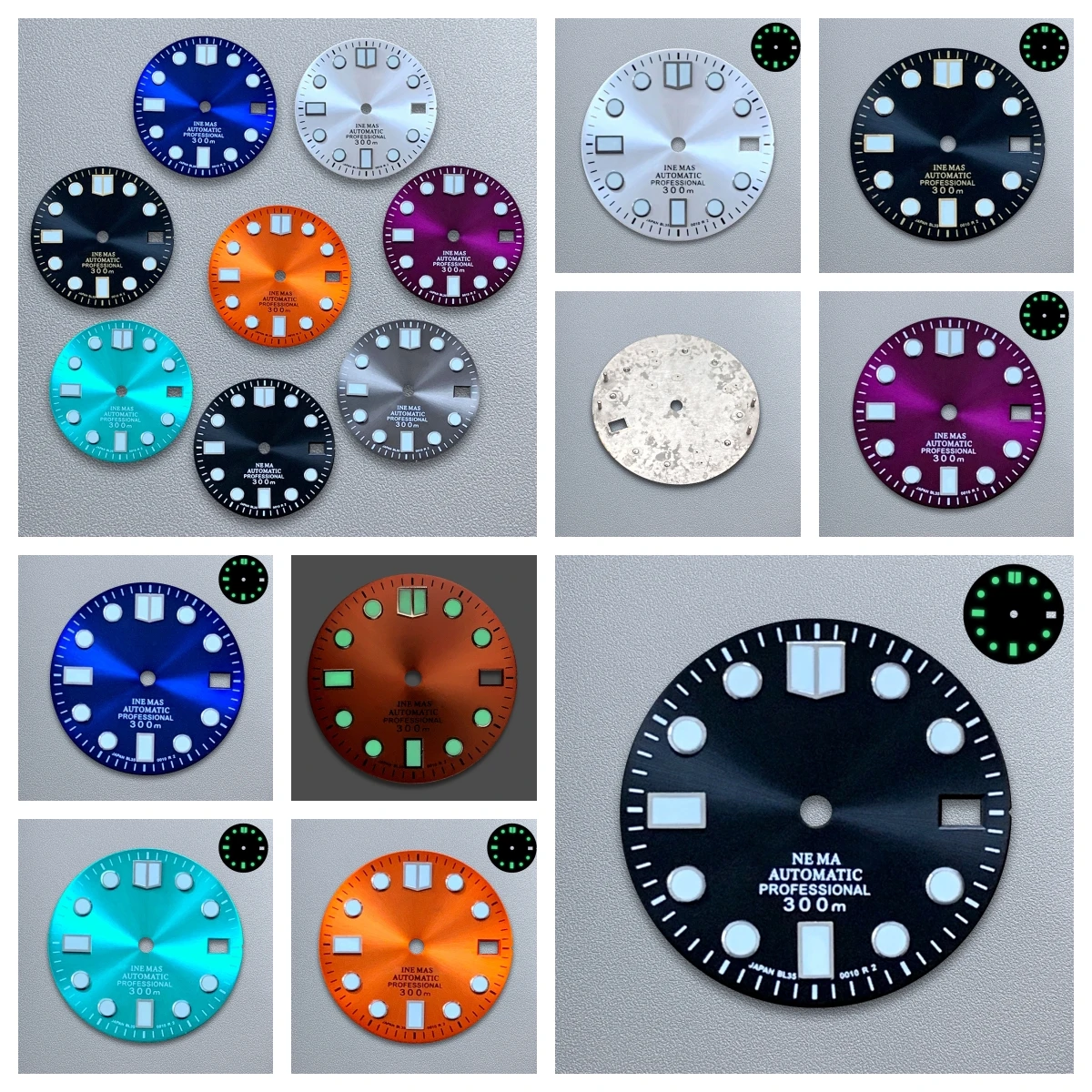 Эмалированный циферблат с логотипом S, 28,5 мм, подходит для NH35, японский механизм, зеленый светящийся солнечный свет, часы высокого качества, модифицированные аксессуары