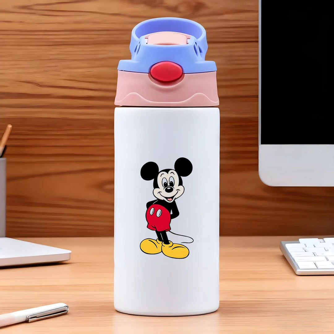 

Disney Mickey Mouse Classic Cartoon Design 304 Stainless Steel Straw Cup Kids Water Bottle New Year Gift