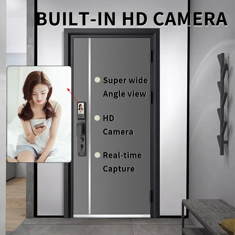 PHIPULO 3D Face Recognition Unlock Digital Door Lock With Camera FIngerprint Password Unlock Keyless Electronic Door Lock