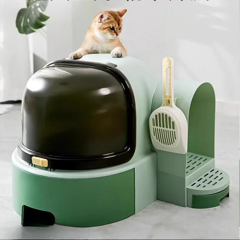 Large Drawer Cat Litter Box Sandbox with Sand Protection Convenient Cleaning Flip Design Cat ToiletCat CrateDrawer Litter Box