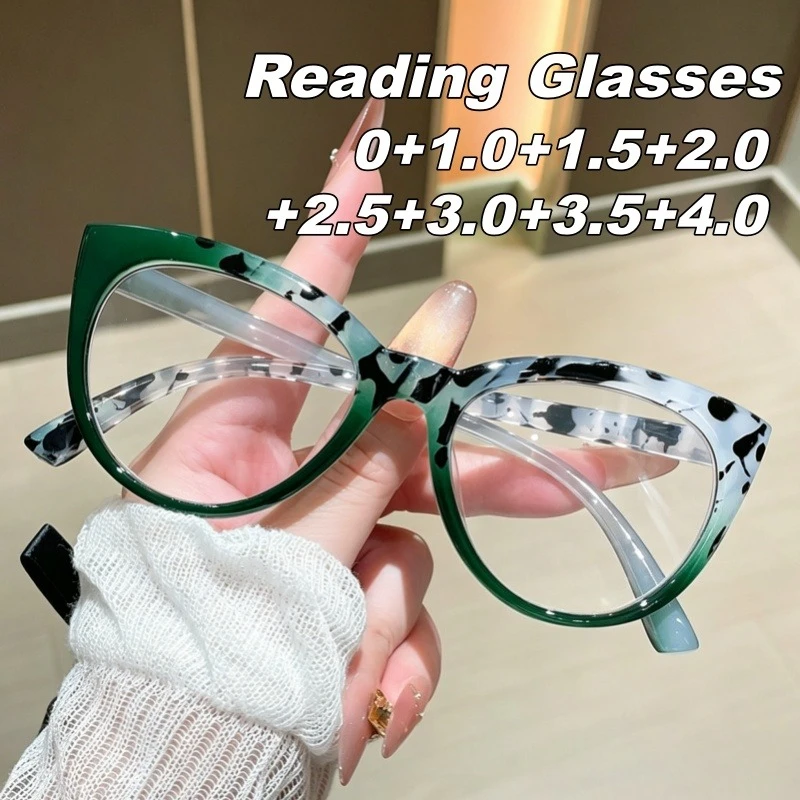 

Women's INS Style Fashion Cat-Eye Presbyopia Glasses Two-tone Frames High-definition Trendy Reading Glasses Diopter 0 To +4.0
