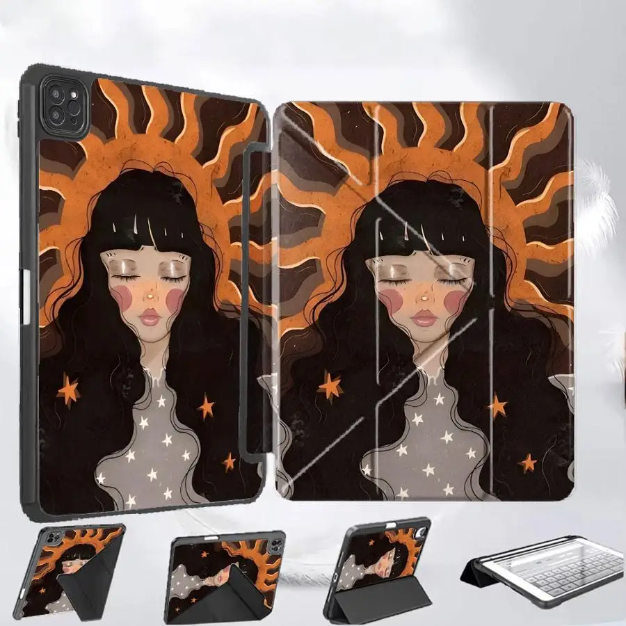 

Creative Cartoon Girl Tablet Case For iPad Mini 6 7 Air 4 5 M3 M2 M4 11inch Pro 2025 Pro 11th 10th 9th 8th 7th 12.9inch Holder