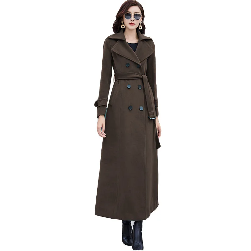 

Overcoat Retro Coat Mid-Length Temperament Women Woolen Coat Nice New Winter Fashion Casual Solid Color Women Woolen Coat F526