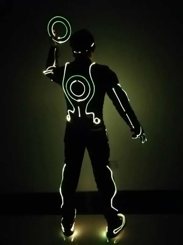 LED Tron Robot Suit Light Up Dance Costumes Luminous Clothing Glowing Dancer Stage Performance Gogo Party Christmas Holiday Sets