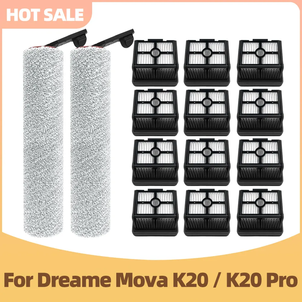 Compatible con Dreame Mova K20 / K20 Pro — Piezas de repuesto: cepillo de rodillo y filtro HEPA.