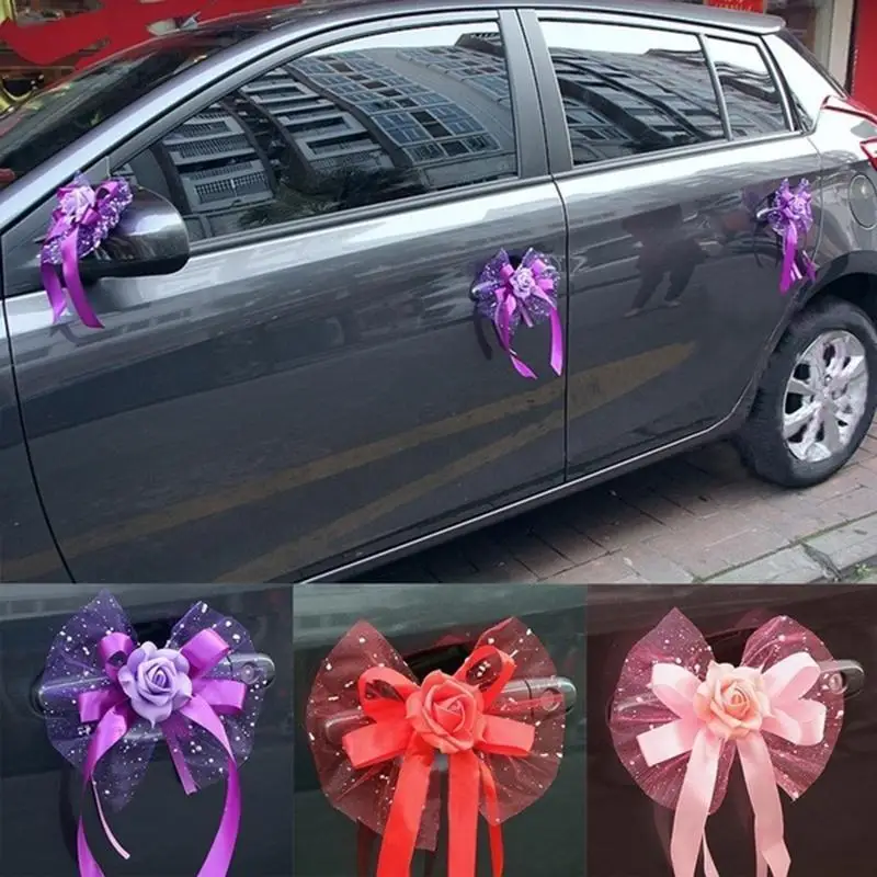 

Wedding Car Decoration Door Handles Rearview Mirror DIY Flower Bouquet