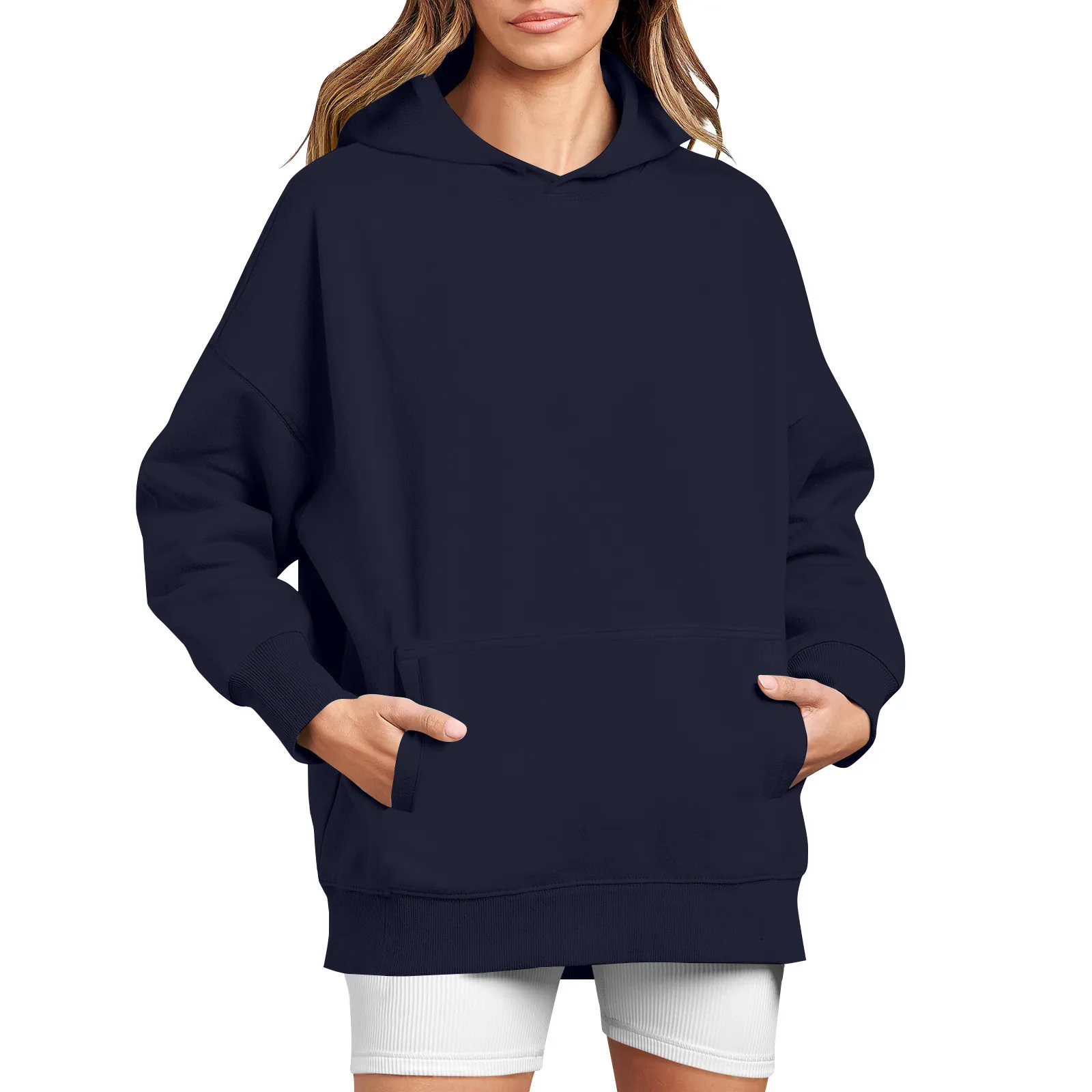 2024 New Women\'S Solid Color Long Sleeved Round Neck Sweatshirt Fashion Casual Comfortable Loose Lightweight Women\'S Sweatshirt