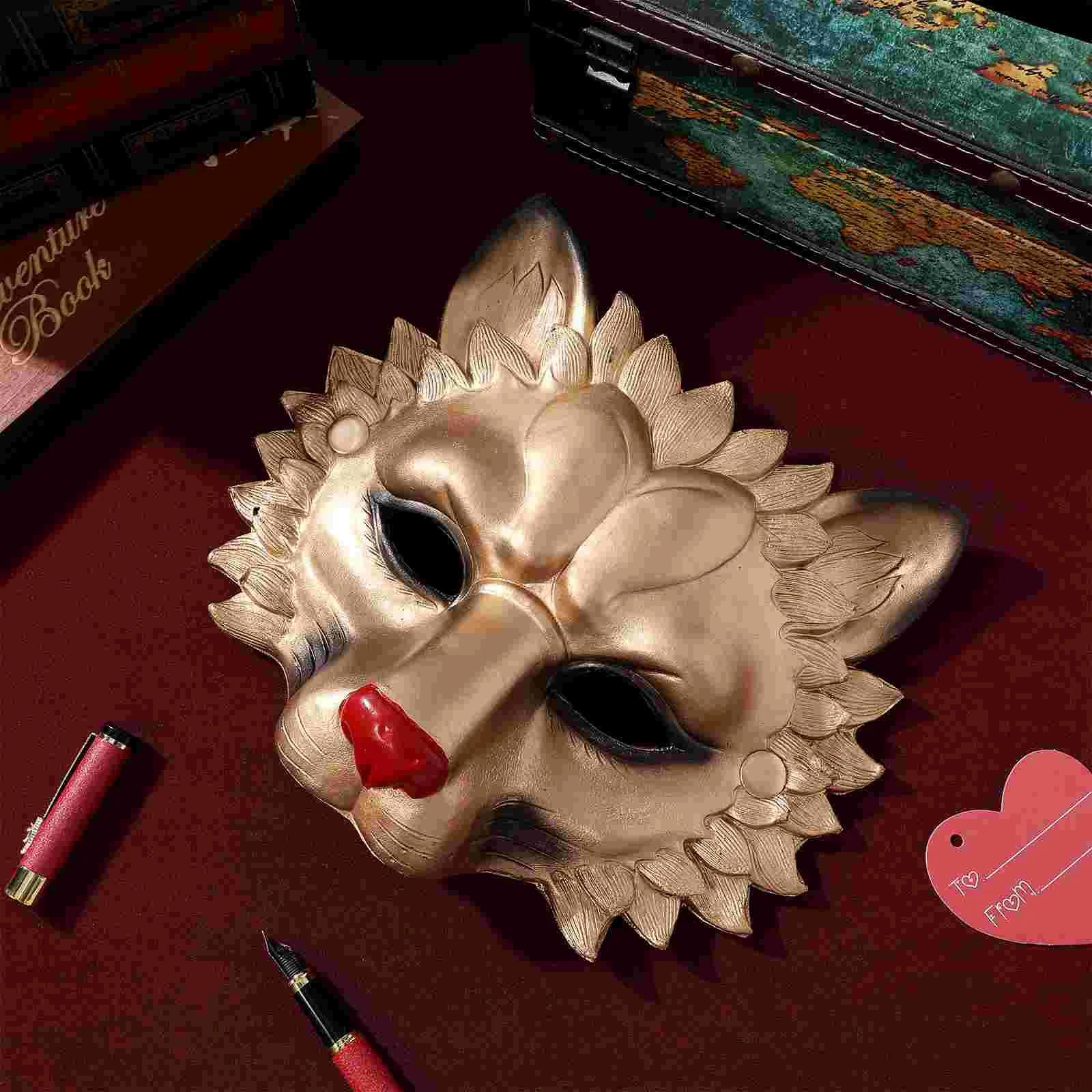 1Pc Divertente 3D Maschera di Leone Halloween Cosplay Maschera di Leone Masque Decorazione Del Partito Accessori per il Festival di Ballo Del Partito in Maschera (Oro