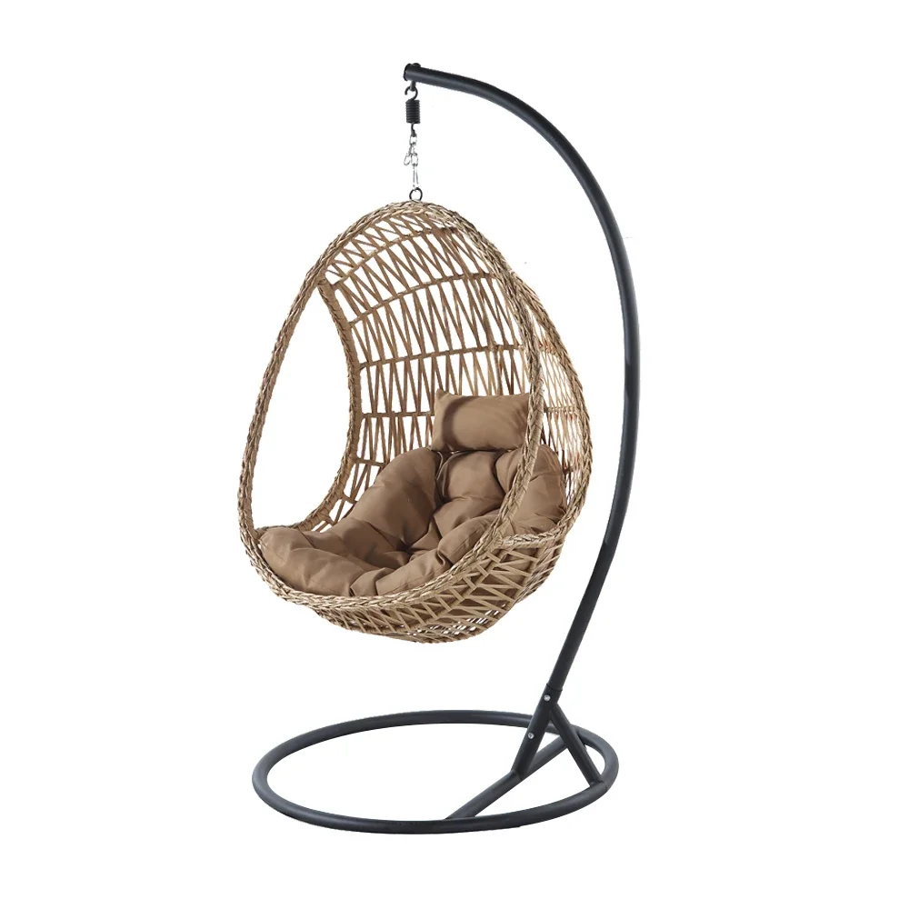 high quality courtyard PE rattan hanging basket egg chair swing