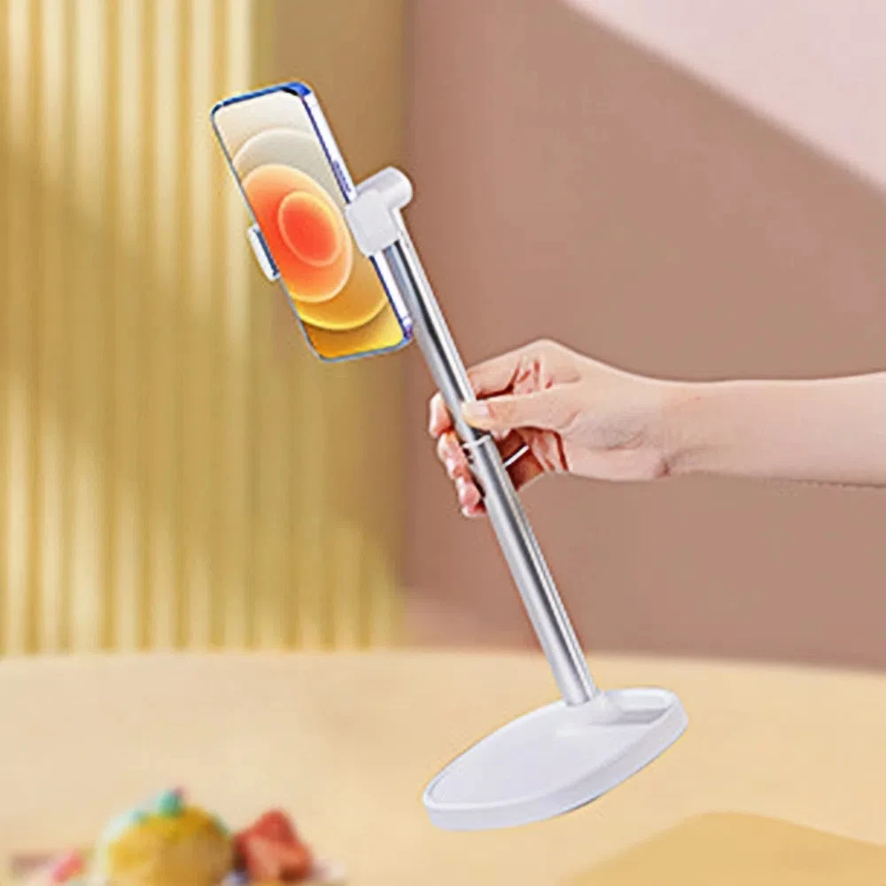 Adjustable Height Telescopic Phone Stand 360° Rotate Portable Desktop Phone Holder Universal Stable Base Mobile Phone Bracket