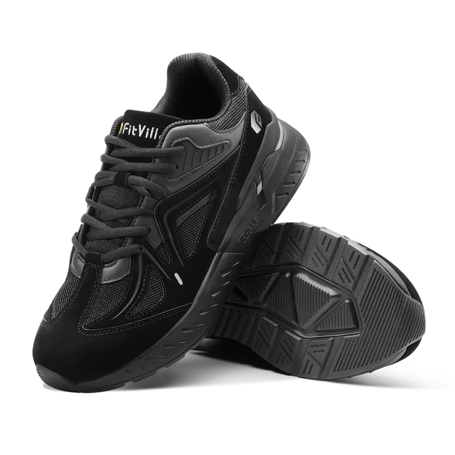 FitVille Extra Wide Men s Walking Shoes Lightweight Sneakers for Flat Feet Arch Fit Heel Pain Relief Non Slip Sports Shoes
