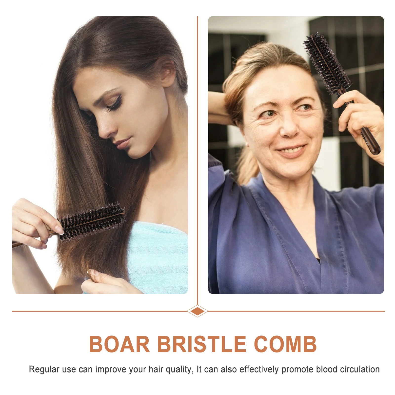 

Hair Styling Comb Round Hair Brush Wood Handle Bristle Scalp Massage Detangling Hairdressing Barber Shop Comb Roller