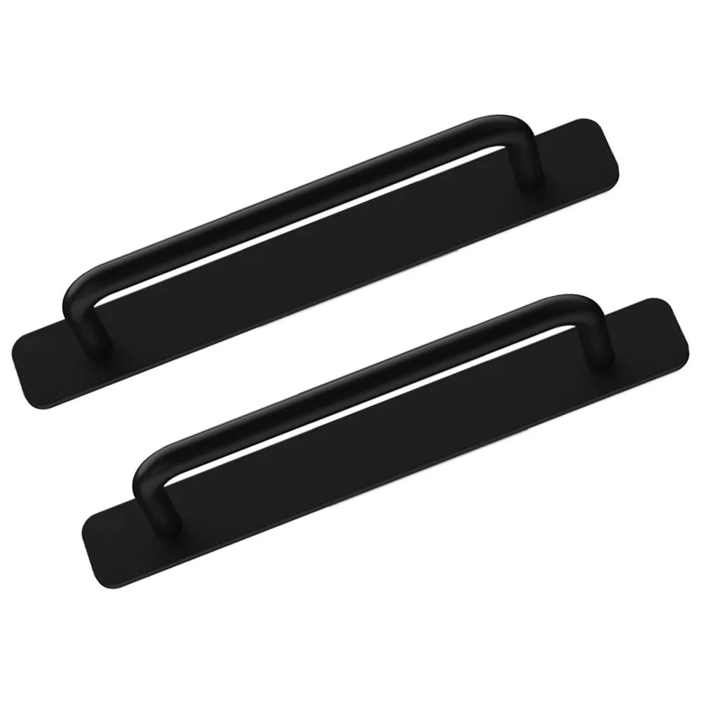 

2 Pcs Silver Door Handles Self-adhesive Kitchen Cabinet Drawer Pulls Solid Internal