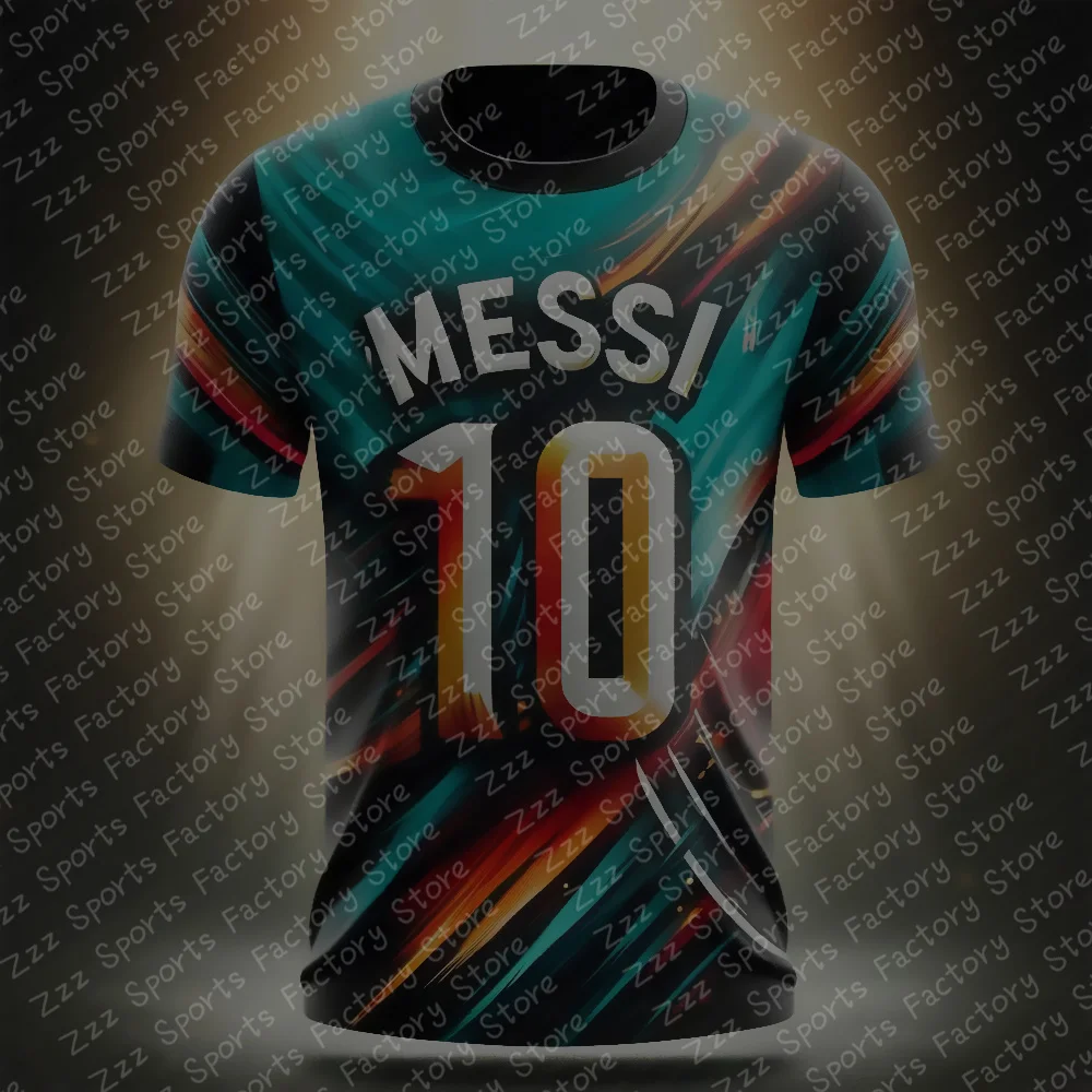 Classic size 10 Messi print kids adult men's T-shirt short sleeved, summer sports comfortable top Breathable Quick-dry Clothes