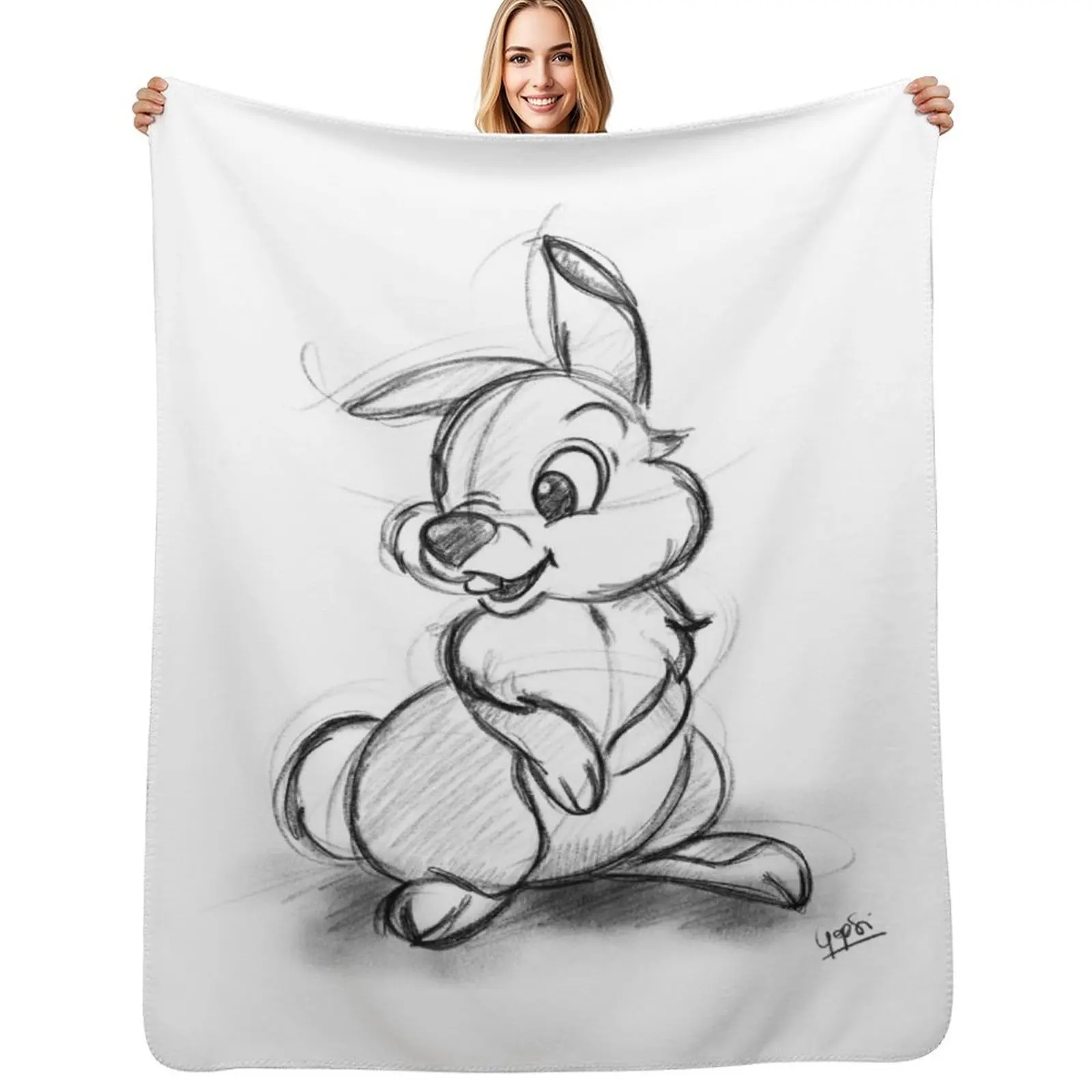 

Thumper sketch Throw Blanket Thin Bed covers Personalized Gift Designers Blankets