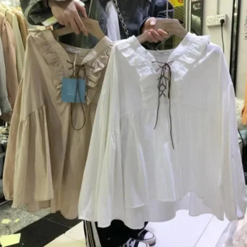 2025 décontracté printemps automne Ulzzang étudiant élégant Ropa femmes pansement esthétique mignon Design tout-match femmes vêtements femmes Blouse