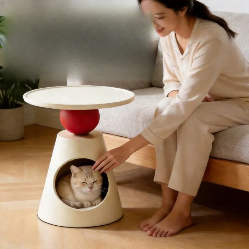 Cream living room simple modern rock slab side coffee table bedside table bedroom home new cat nest sofa