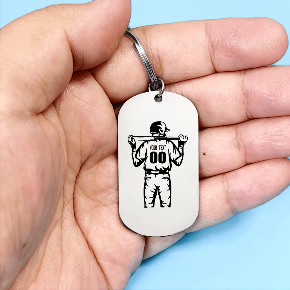 사용자 정의 이름 번호 야구 키 체인 스포츠 쥬얼리 스테인레스 스틸 맞춤형 열쇠 고리 졸업 생일 크리스마스 Gfits