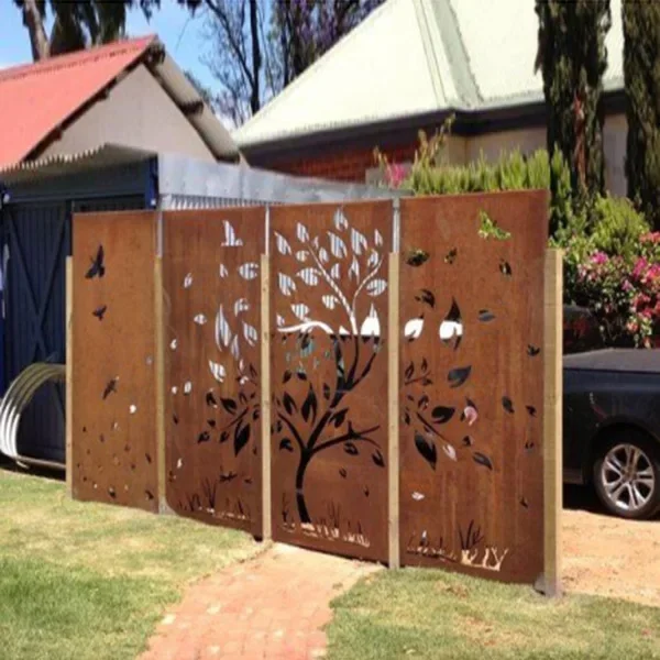 Laser cut metal garden fence wall screen divider line made in China,corten steel fence