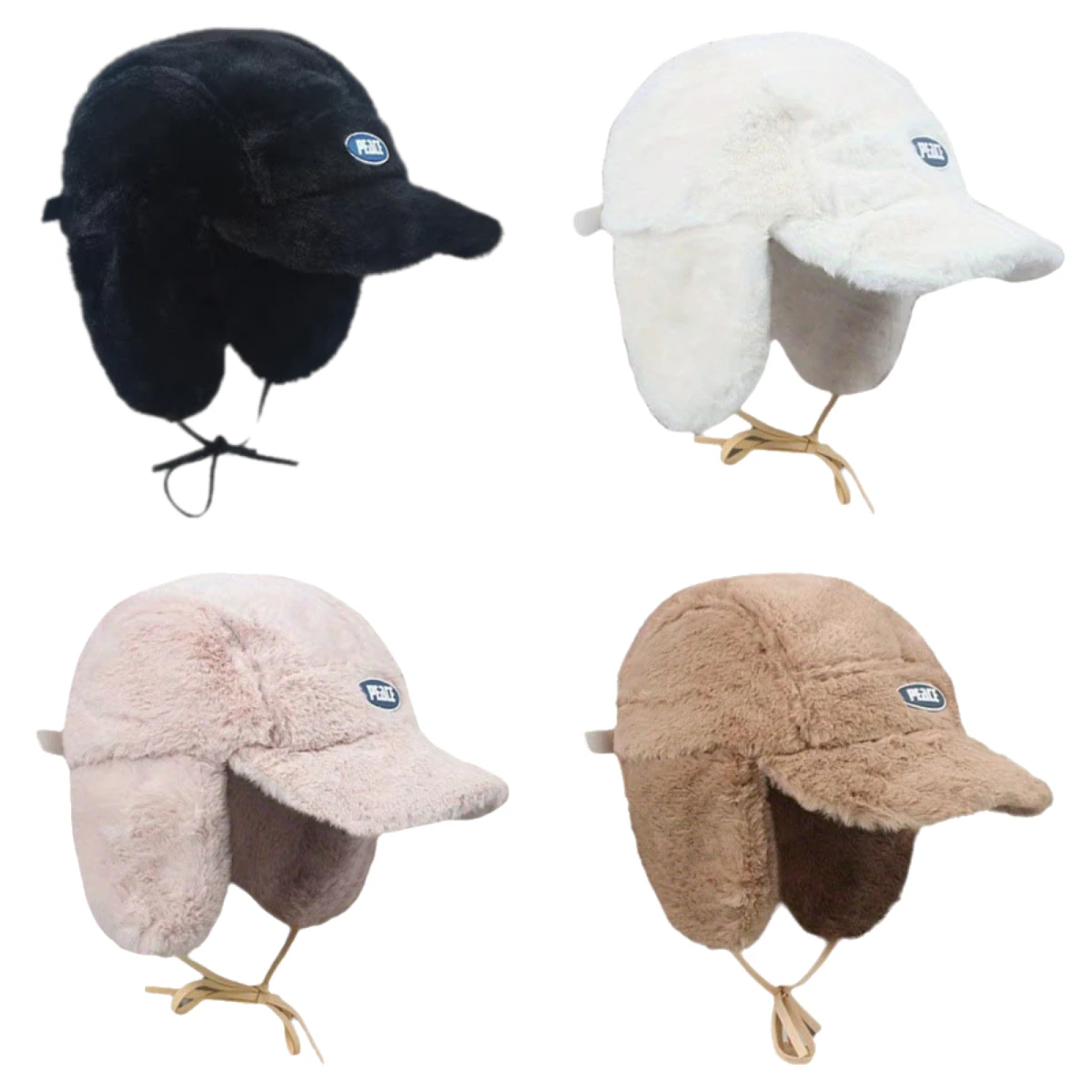 

Simple Solid Color Versatile Baseball Cap Label Lamb Wool Flying Cap Woman Winter Cycling Thick Warm Ear Protection Lei Feng Cap