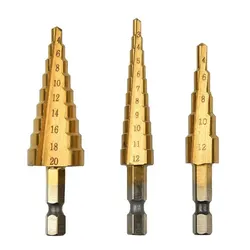 Zeshoekige Schacht Rechte Sleuf Titanium Vergulde Ladderboor 3-12/4-12/4-20Mm Kleine 3Pc Set Pagode Boor Boorgereedschap