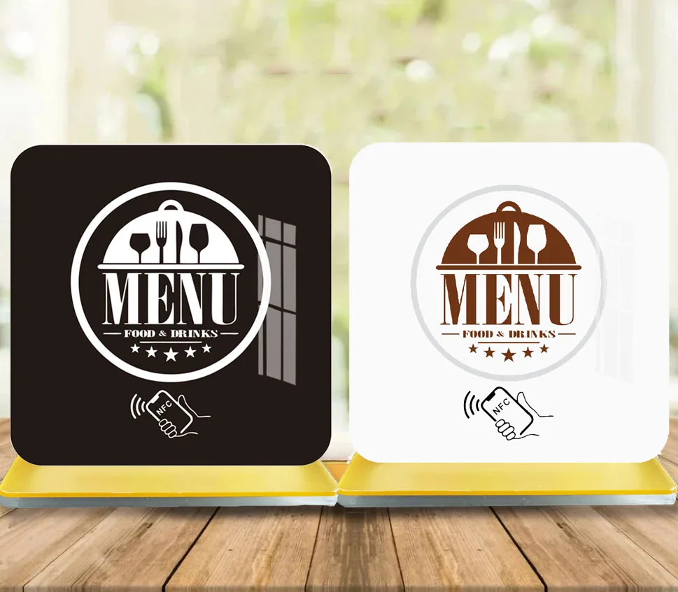 Online Menu NFC Contactless Stand - Acrylic Plastic Sign Laser Printed