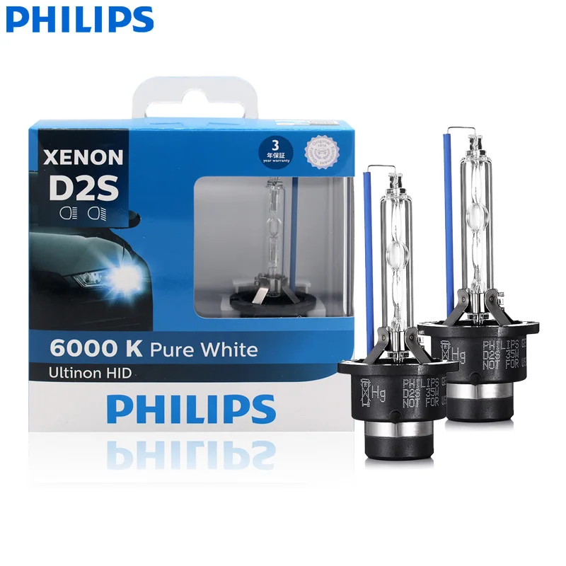 Philips  Genuine D2S Ultinon HID Xenon Bulbs 85122WXX2 35W 85V Quick Start Auto Head Lamps 6000K Super Cool Blue White Light,2X